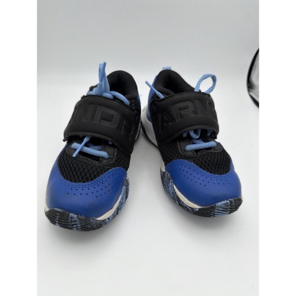 Under Armour Boys Sneakers‎ Size 13K Blue Black Strap Athletic Shoes.     1640